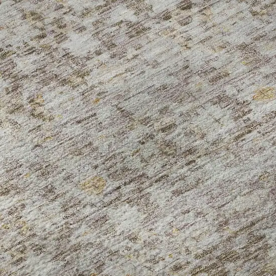 Taupe And Beige Striped Washable Area Rug With UV Protection Photo 9