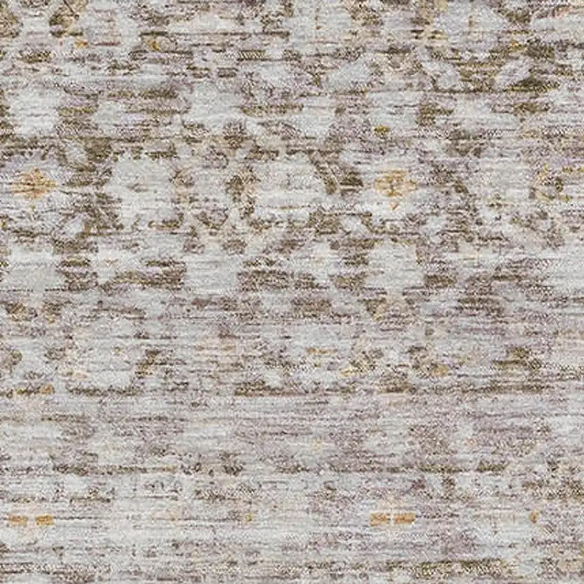 Taupe And Beige Striped Washable Area Rug With UV Protection Photo 2