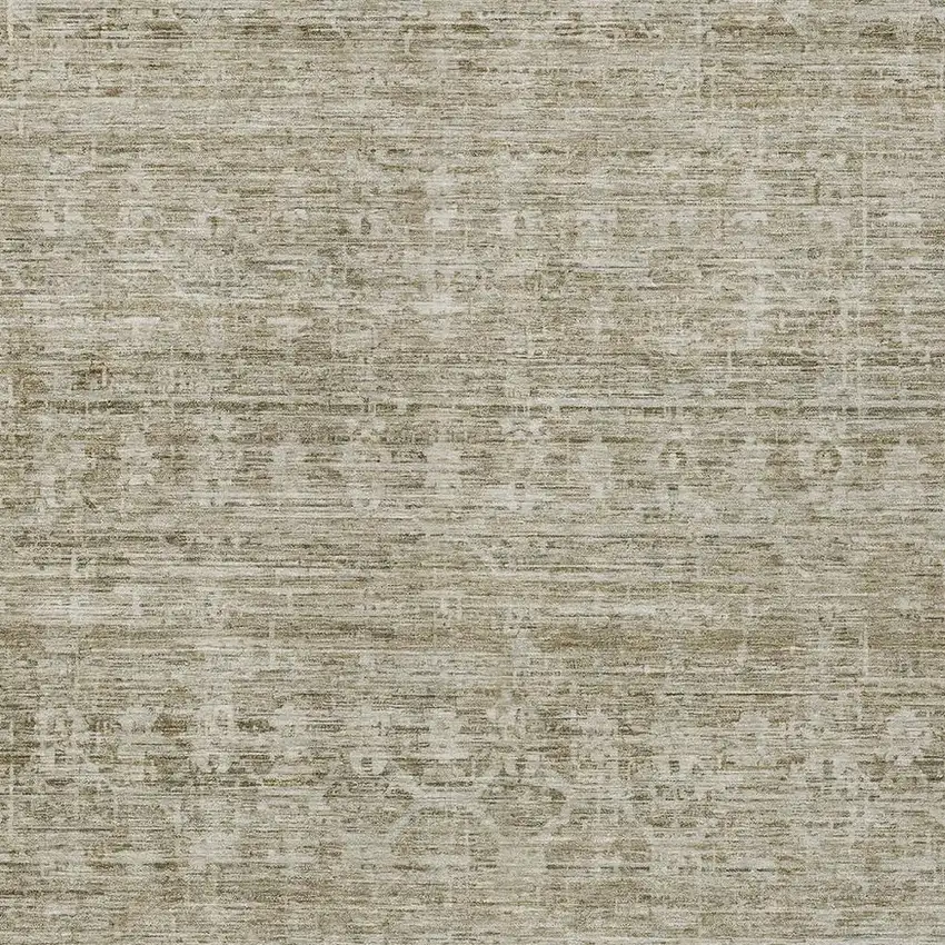 Taupe And Beige Striped Washable Indoor Outdoor Area Rug Photo 4