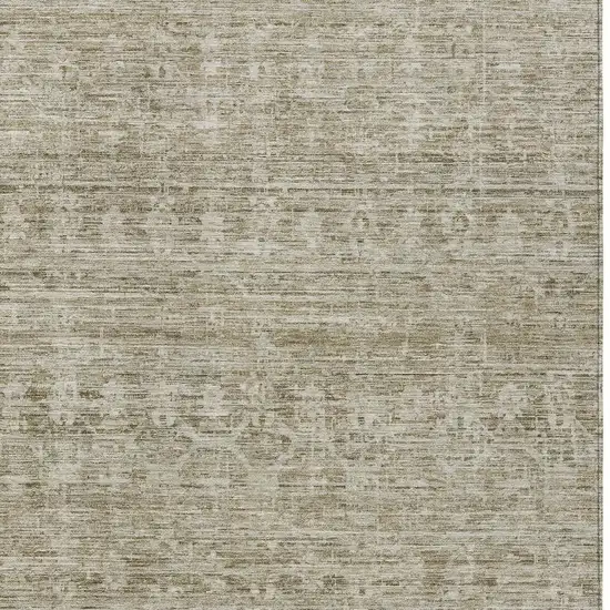 Taupe And Beige Striped Washable Indoor Outdoor Area Rug Photo 3