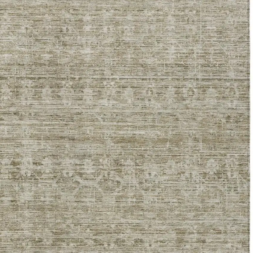 Taupe And Beige Striped Washable Indoor Outdoor Area Rug Photo 3