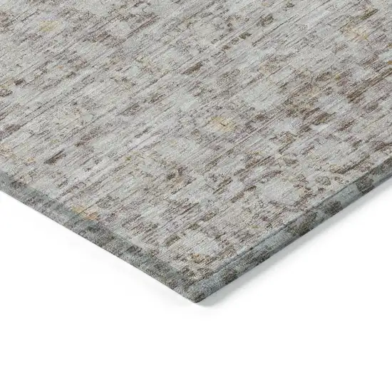 Taupe And Beige Striped Washable Indoor Outdoor Area Rug Photo 9