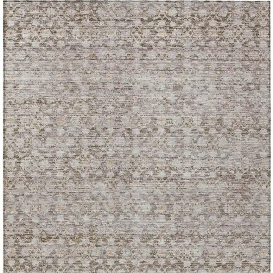 Taupe And Beige Striped Washable Indoor Outdoor Area Rug Photo 4