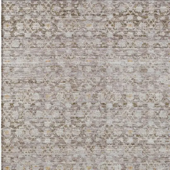 Taupe And Beige Striped Washable Indoor Outdoor Area Rug Photo 3