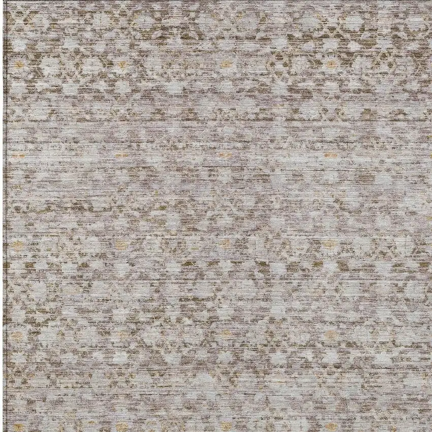 Taupe And Beige Striped Washable Indoor Outdoor Area Rug Photo 3