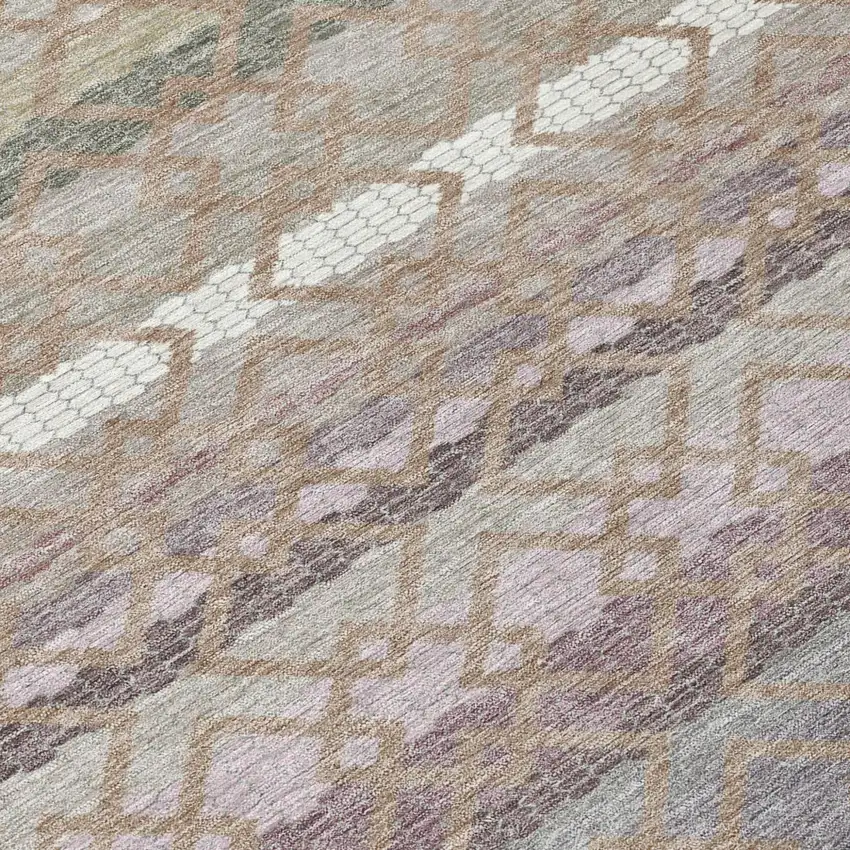 Taupe And Beige Striped Washable Indoor Outdoor Area Rug Photo 6