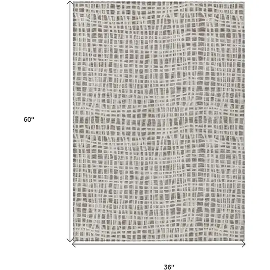 Taupe And Beige Striped Washable Indoor Outdoor Area Rug Photo 7