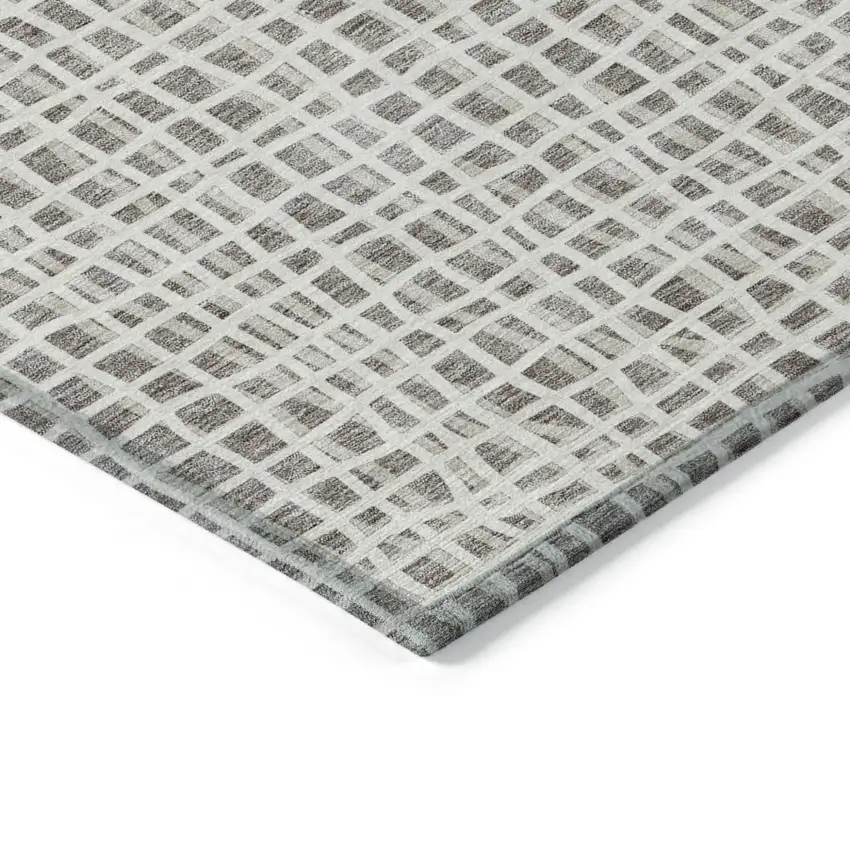 Taupe And Beige Striped Washable Indoor Outdoor Area Rug Photo 4