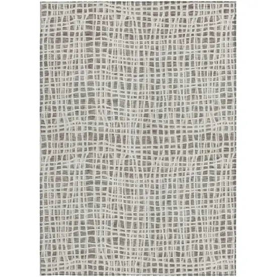 Taupe And Beige Striped Washable Indoor Outdoor Area Rug Photo 6