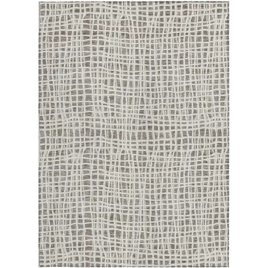 Taupe And Beige Striped Washable Indoor Outdoor Area Rug Photo 5
