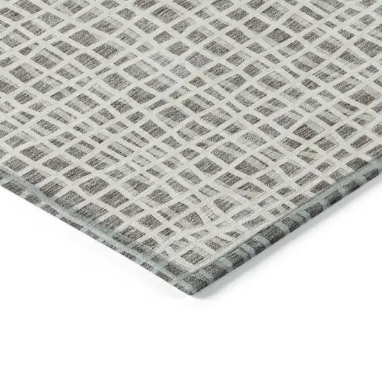 Taupe And Beige Striped Washable Indoor Outdoor Area Rug Photo 4