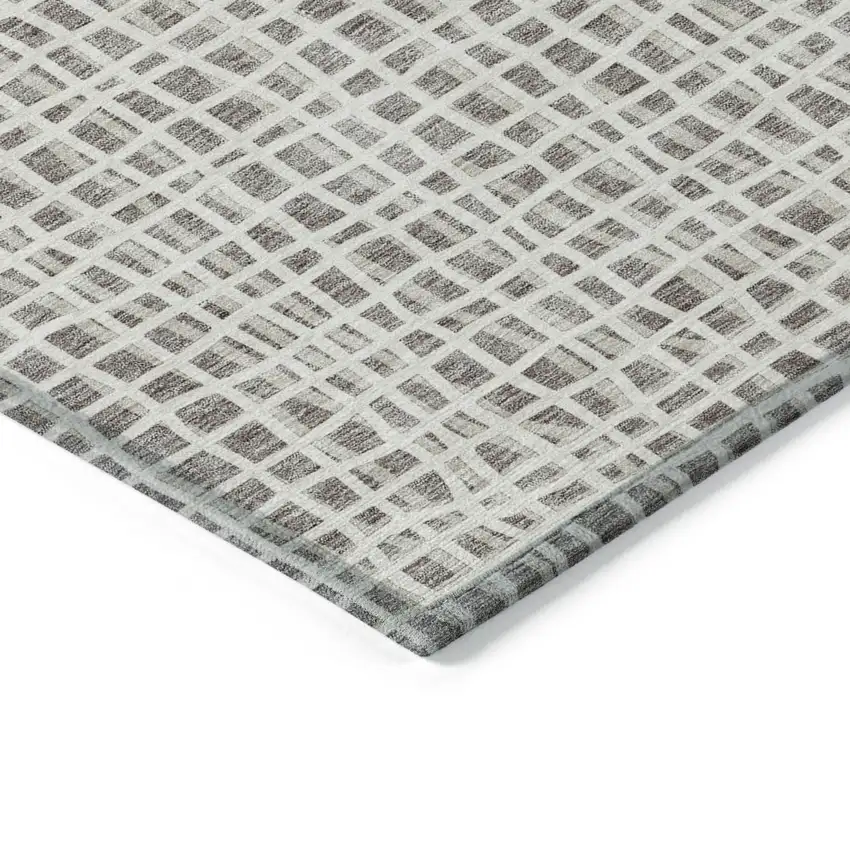 Taupe And Beige Striped Washable Indoor Outdoor Area Rug Photo 4
