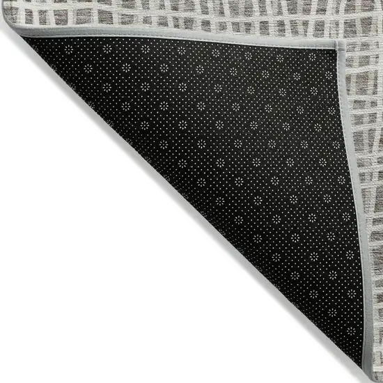 Taupe And Beige Striped Washable Indoor Outdoor Area Rug Photo 2