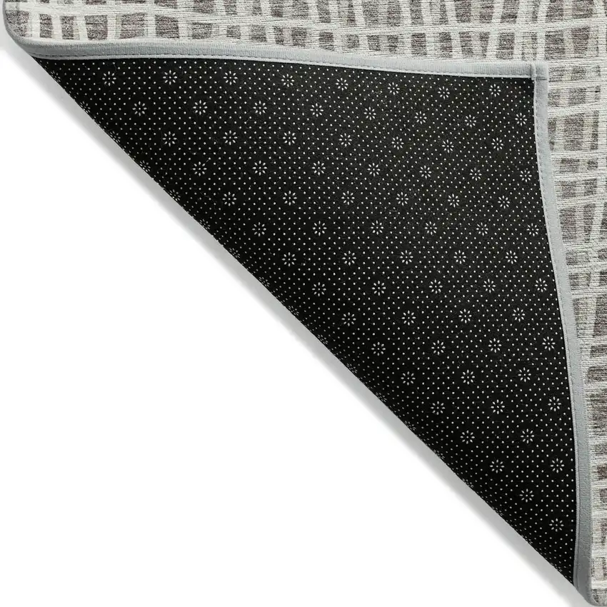 Taupe And Beige Striped Washable Indoor Outdoor Area Rug Photo 2