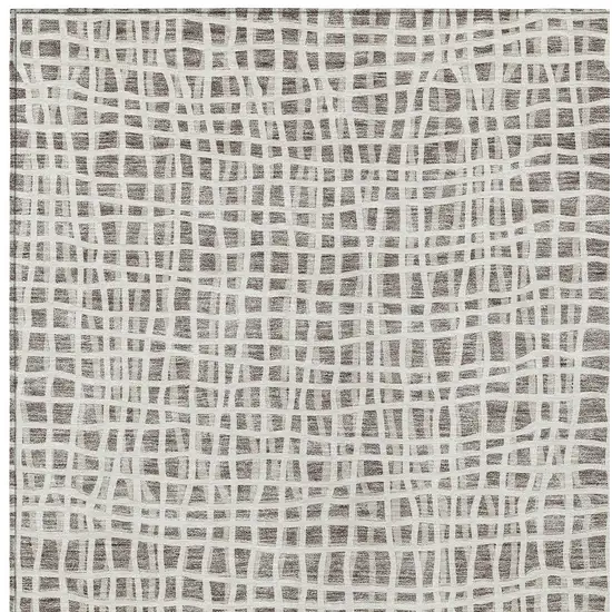 Taupe And Beige Striped Washable Indoor Outdoor Area Rug Photo 5