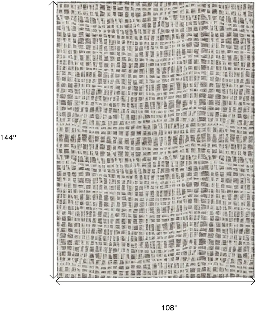 Taupe And Beige Striped Washable Indoor Outdoor Area Rug Photo 7
