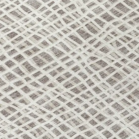 Taupe And Beige Striped Washable Indoor Outdoor Area Rug Photo 8