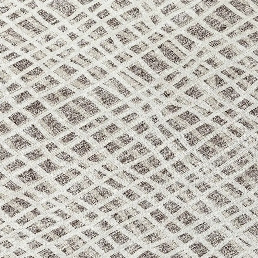 Taupe And Beige Striped Washable Indoor Outdoor Area Rug Photo 8