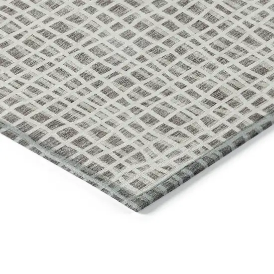 Taupe And Beige Striped Washable Indoor Outdoor Area Rug Photo 4
