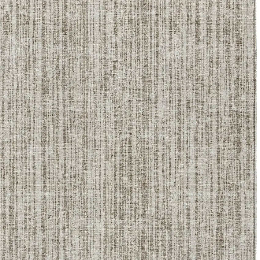 Taupe And Beige Striped Washable Indoor Outdoor Area Rug Photo 5