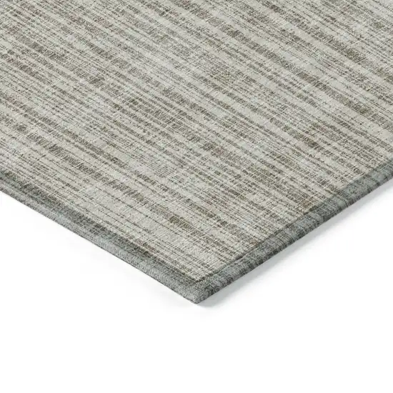 Taupe And Beige Striped Washable Indoor Outdoor Area Rug Photo 4