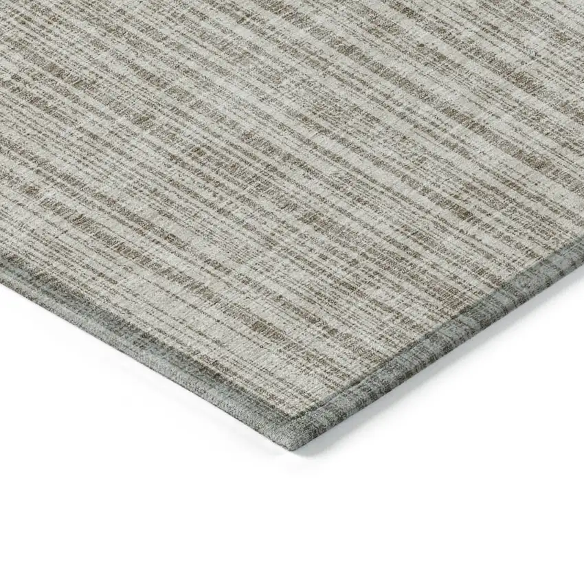 Taupe And Beige Striped Washable Indoor Outdoor Area Rug Photo 4