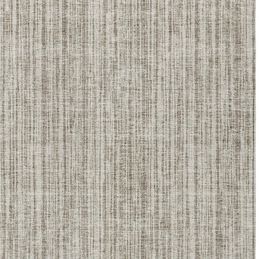 Taupe And Beige Striped Washable Indoor Outdoor Area Rug Photo 4