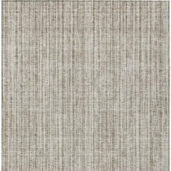 Taupe And Beige Striped Washable Indoor Outdoor Area Rug Photo 5