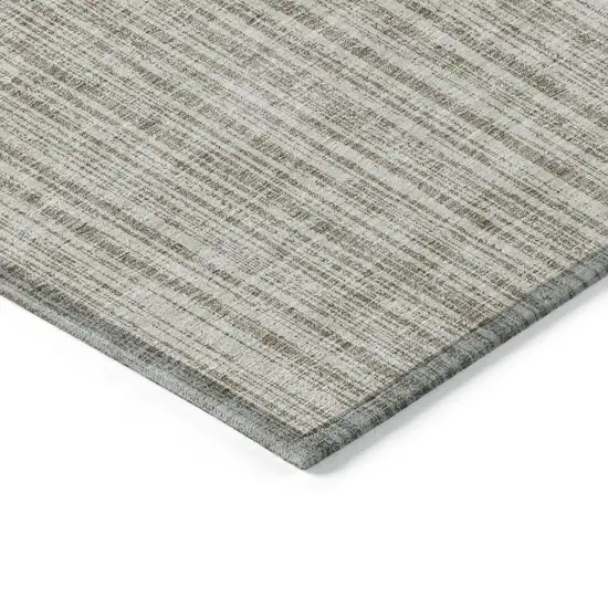 Taupe And Beige Striped Washable Indoor Outdoor Area Rug Photo 3