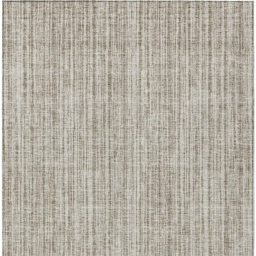 Taupe And Beige Striped Washable Indoor Outdoor Area Rug Photo 5