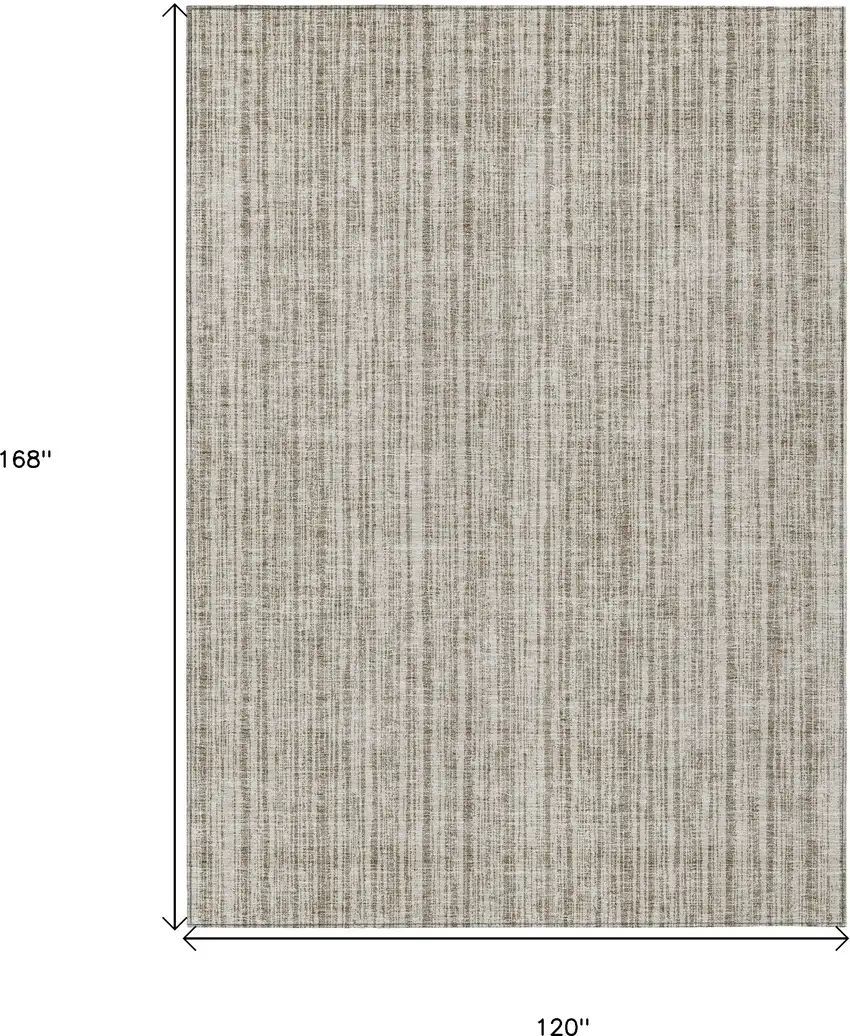 Taupe And Beige Striped Washable Indoor Outdoor Area Rug Photo 3