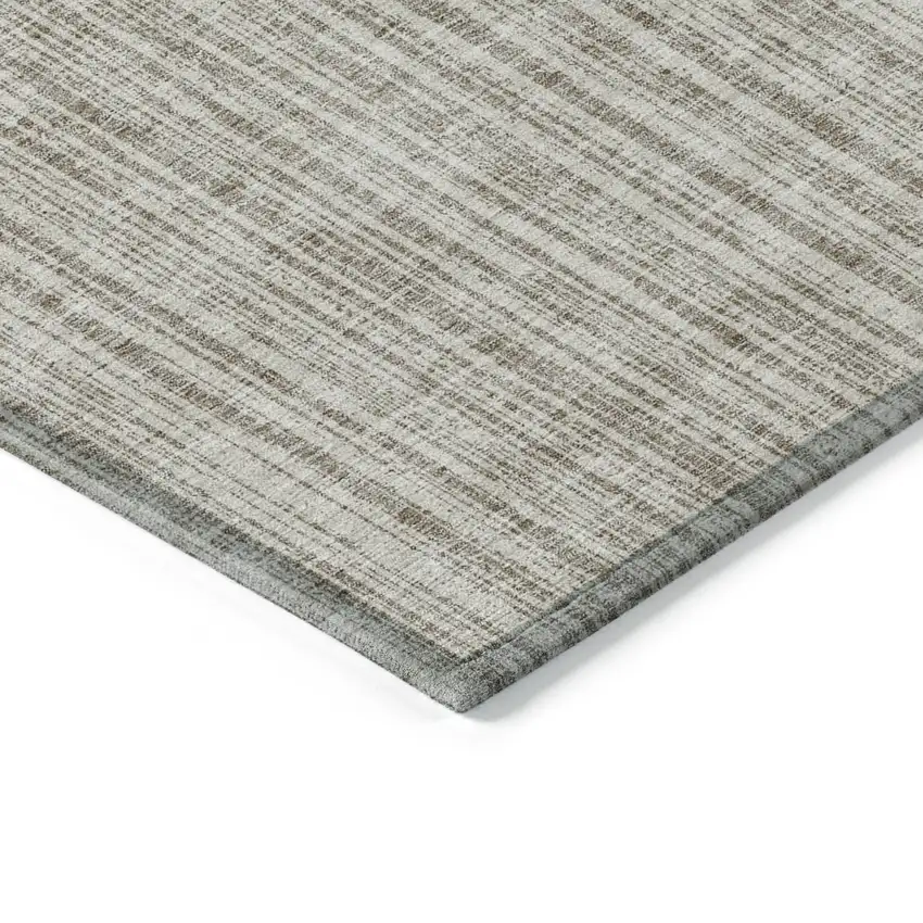 Taupe And Beige Striped Washable Indoor Outdoor Area Rug Photo 3