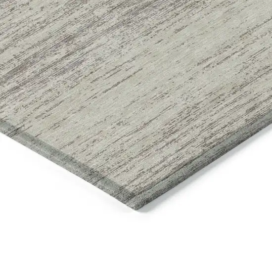 Taupe And Beige Striped Washable Indoor Outdoor Area Rug Photo 5