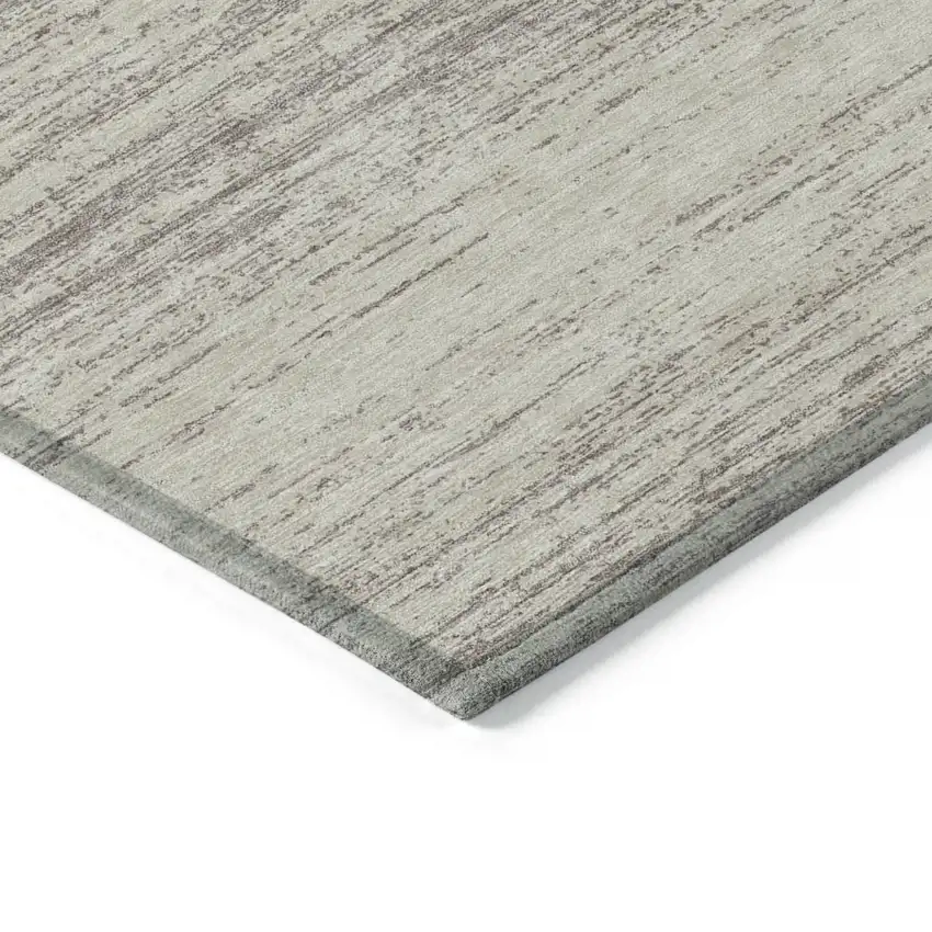 Taupe And Beige Striped Washable Indoor Outdoor Area Rug Photo 5