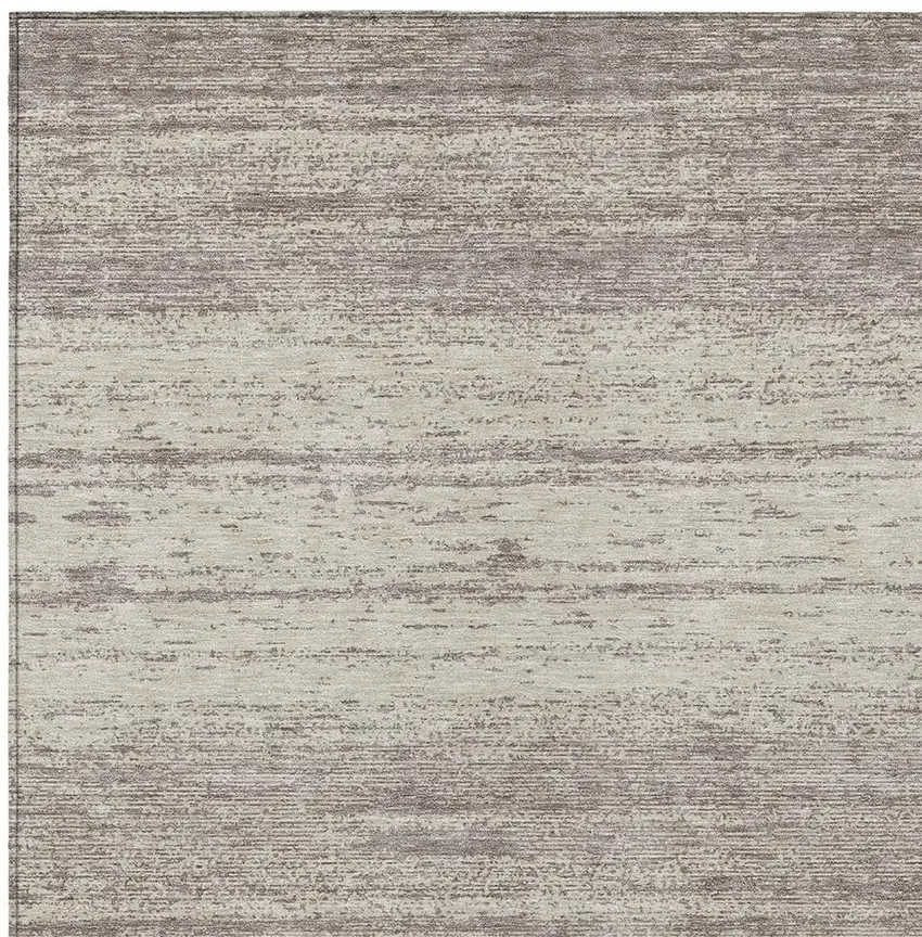 Taupe And Beige Striped Washable Indoor Outdoor Area Rug Photo 6