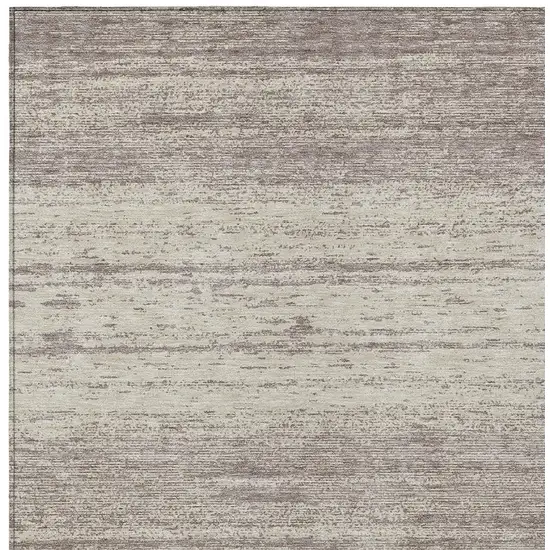 Taupe And Beige Striped Washable Indoor Outdoor Area Rug Photo 6