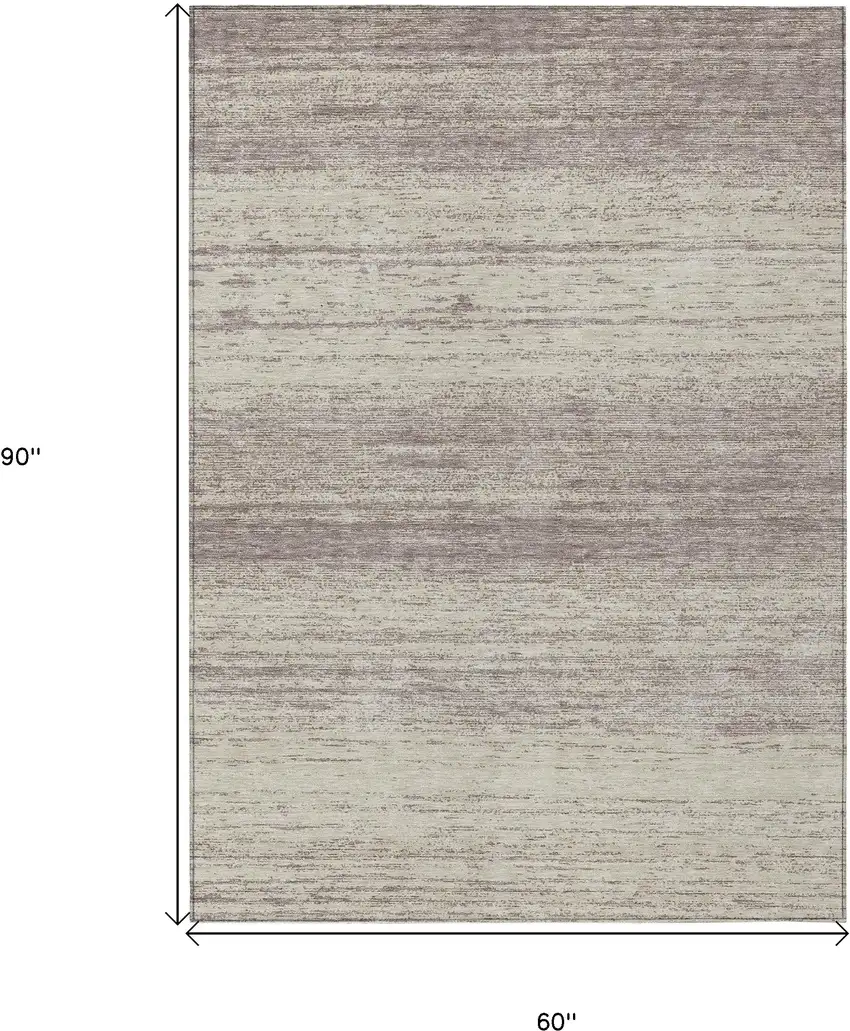 Taupe And Beige Striped Washable Indoor Outdoor Area Rug Photo 3