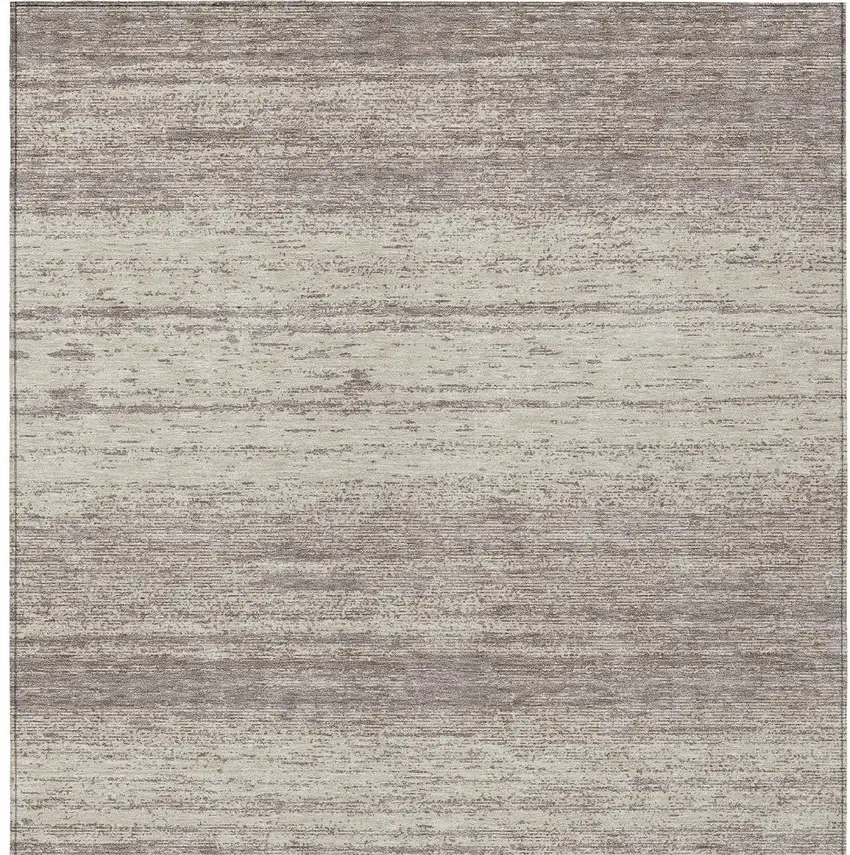 Taupe And Beige Striped Washable Indoor Outdoor Area Rug Photo 7