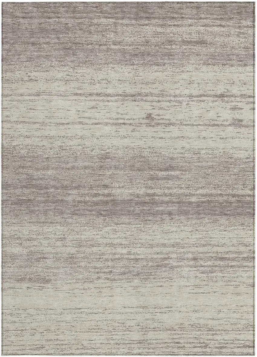 Taupe And Beige Striped Washable Indoor Outdoor Area Rug Photo 6