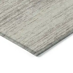 Photo of Taupe And Beige Striped Washable Indoor Outdoor Area Rug