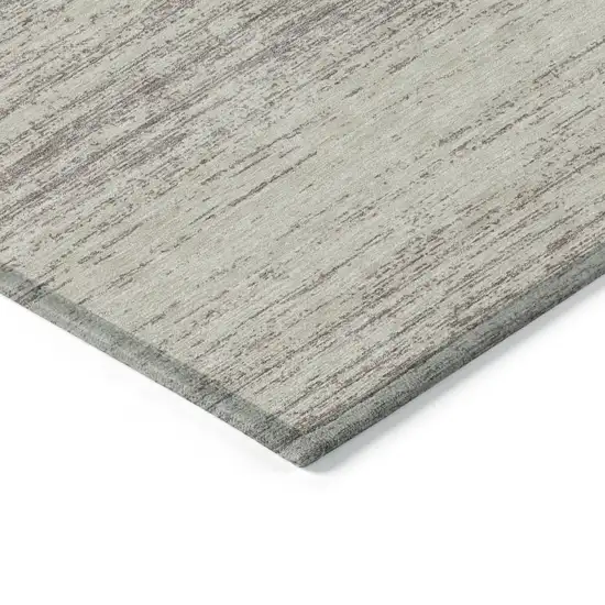 Taupe And Beige Striped Washable Indoor Outdoor Area Rug Photo 5