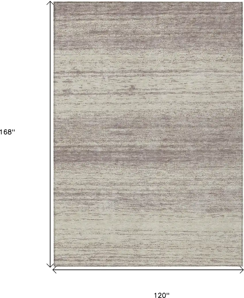 Taupe And Beige Striped Washable Indoor Outdoor Area Rug Photo 3