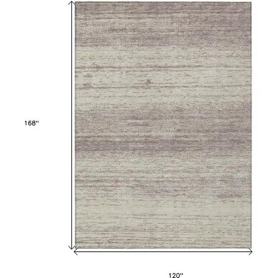 Taupe And Beige Striped Washable Indoor Outdoor Area Rug Photo 3