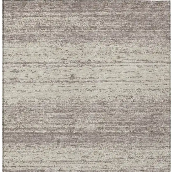 Taupe And Beige Striped Washable Indoor Outdoor Area Rug Photo 7