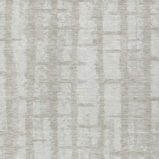 Taupe And Beige Striped Washable Indoor Outdoor Area Rug Photo 6