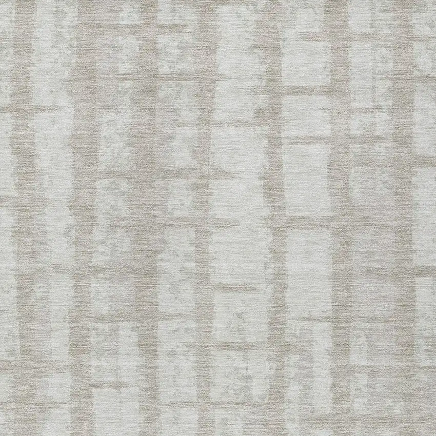 Taupe And Beige Striped Washable Indoor Outdoor Area Rug Photo 6