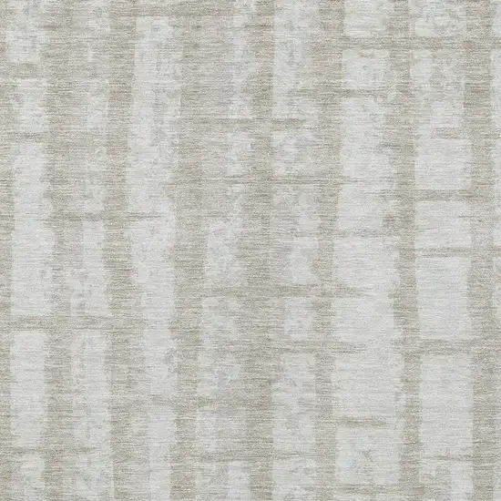 Taupe And Beige Striped Washable Indoor Outdoor Area Rug Photo 6