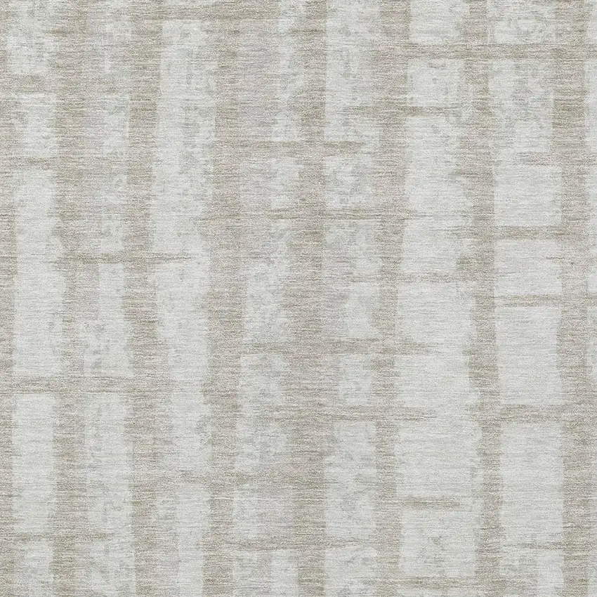 Taupe And Beige Striped Washable Indoor Outdoor Area Rug Photo 6