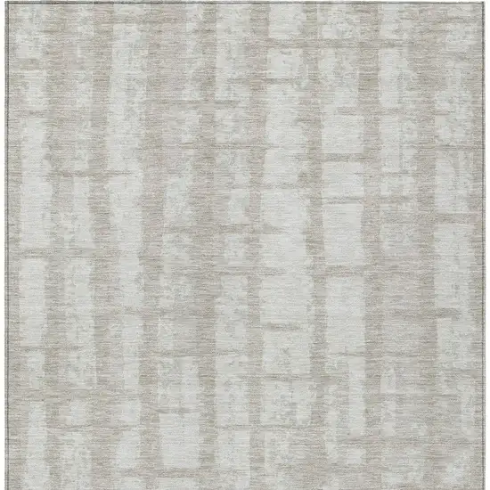 Taupe And Beige Striped Washable Indoor Outdoor Area Rug Photo 7