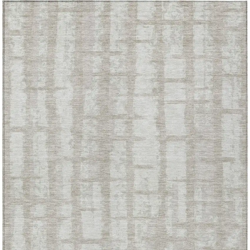 Taupe And Beige Striped Washable Indoor Outdoor Area Rug Photo 7